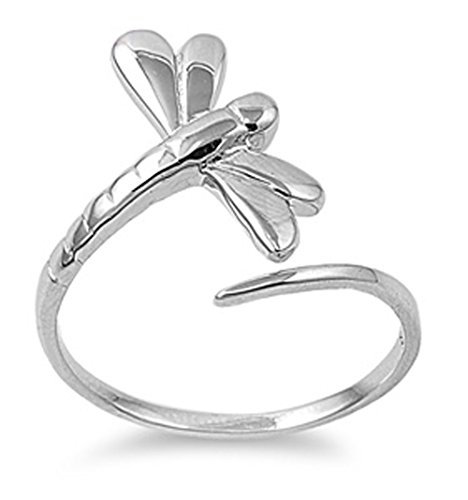 Sterling Silver Women's Simple Dragonfly Ring Classic 925 Band 19mm Sizes 3-13 HOLIDAY DEALS 2016