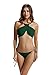 zeraca Women's High Neck Criss Cross Tie Side Bikini Swimsuits (M10, Everglade Green)