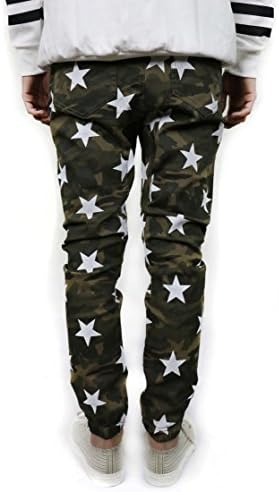 makeitblack Men's Star Printed Camouflage Full Length Jogger Medium Camo