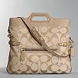 Coach Signature Bonnie Foldover Shoulder Bag 13386 Khaki Sand