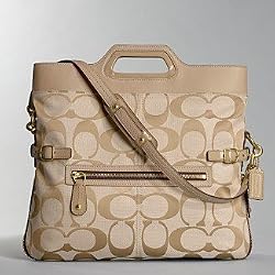 Coach Signature Bonnie Foldover Shoulder Bag 13386 Khaki Sand