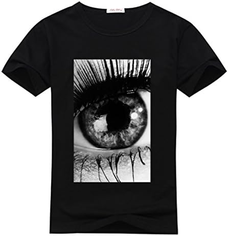 Psychedelic Anime Mens T-Shirts Eye Black and White Large Black