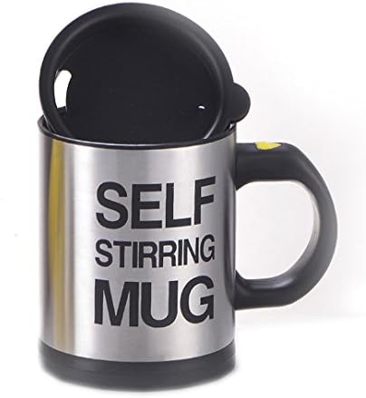 iLoveBBQ® Stainless Steel Creative Self-stirring Mug Automatic Mixing Coffee for Gift Travelling Home Office Women and Men (Black)