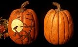Halloween Crows & Bats On Pumpkin
