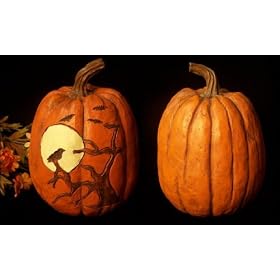 Halloween Crows & Bats On Pumpkin