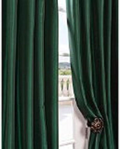 Redbirdlinen 1 Pc Hunter Green 63" Long Faux Silk Panel Drape Curtain Window Treatmeant 8 Grommets