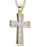 One Carat Diamond Cross Pendant in 14k Yellow Gold