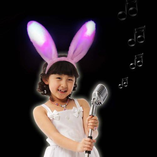QTY LED Flash Light Rabbit Headband Cute Bunny Ear Kid Girl Headband Lady Hair Headband Easter Halloween Christmas Party Costume