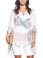 Laura Moretti Blusa Seda (Blanco / Visón)