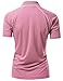 Coolon 2 Tone Collar Short Sleeve Zipper Polo Tee Pink M
