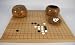 Thick Flat Go Board, wood veneer, w/Glass stones & 2 Bowls