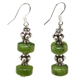 Handmade Chrysocolla Earrings With Silver Beads by 