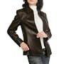 BGSD Women's Lambskin Leather Zip Front Jacket in Black or Brown - Misses, Petite, Plus