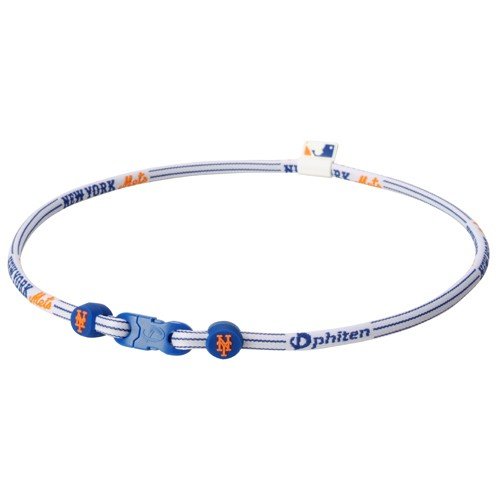 Phiten New York Mets White-Royal Blue Nylon X30 Titanium Necklace