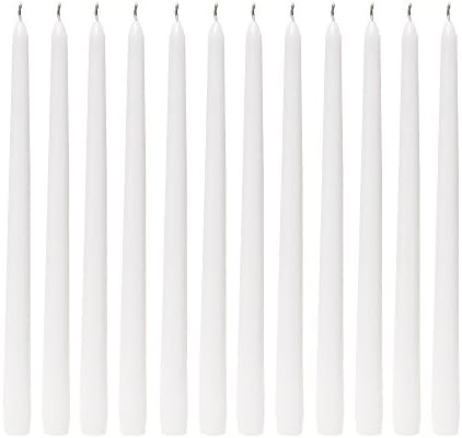 White Unscented 12" x 7/8" Taper Candles Pack of 12