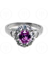 14K White Gold Diamond Ring with Pink Sapphire