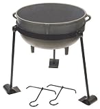 Bayou Classic CI-7430, 30-Gal. Cast Iron Jambalaya Pot, Tripod Stand, and 2 Lift Hooks