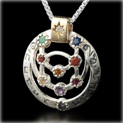 Kabbalah King Solomon Amulet Medallion Pendant Necklace Ten Sephirot with Powerful Blessing for Prosperity, Good Fortune and Protection of Body and Soul.