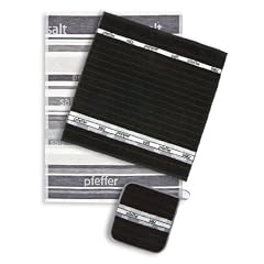 3er Set!! = 1 x Geschirrtuch ca. 50 x 70 cm + 1 Frottiertuch ca. 50 x 50 cm + 1 x Topflappen ca. 22 x 22 cm / Dessin: "Salt & Pepper" / Farbe: schwarz - grau
