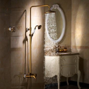 European antique copper shower faucet shower suite with rotating lift authentic luxury upgrades