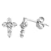 1/2 Carat Sterling Silver CZ Cross Stud Earrings