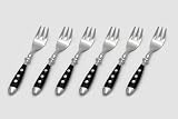 from GRAEWE GERMANY 6 pcs. of forged cake forks with black handle and rivets (Model 027.1606)