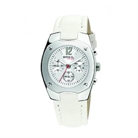 Breil - TW0394 - Montre Femme - Quartz Analogique - Cadran Argent - Bracelet Cuir Blanc