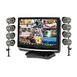 Clover Electronics LCD2288P 22-Inch Wide Screen 8-Channel All-In-One Security System with 8 Cameras - Large (Black)