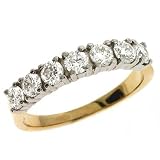 14k Two-Tone Prong-Set 0.88 Ct Diamond Band Ring - Size 7.0