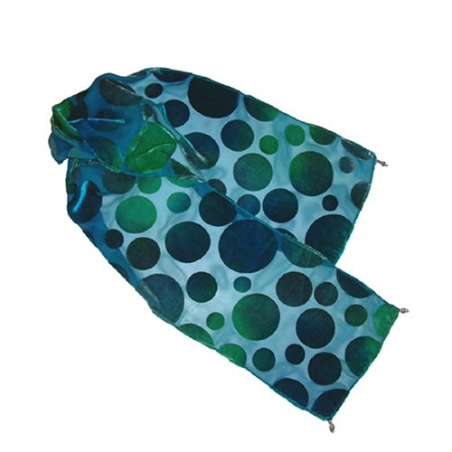 PlanetScarf's Turqoise Multi Scarf in Burnout Velvet Finished with Charms