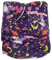 "Crazy Bums" Hello Kitty Soft Pocket Cloth Diaper with Microfiber Insert Included Double Row Snaps Waterproof Outer Layer Fits Sizes Newborn to Potty Age Washable, Adjustable Leg Gussets Prevent Leakage Eco-friendly