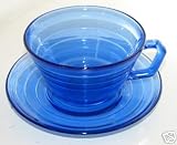 Hazel Atlas Moderntone Cobalt Blue Cup and Saucer Depression Glass