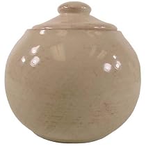 Heavy ceramic aged look French Round Cream color sugar bowl with lid reproduction of an old design