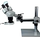 OMAX 20X-40X-80X Single-Bar Boom Stand Stereo Microscope with 2.0MP USB Camera and 54 LED Ring Light