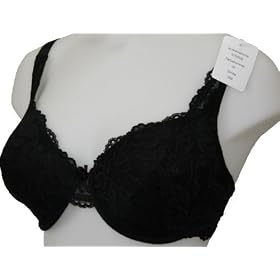 Lace Plunge Style Underwired Bra Black