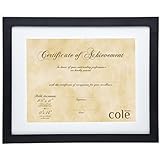 Black Wooden Matted Certificate Picture Frame, for 11" X 14" Photos