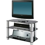 Alphason AD3/67-LCD-PB Black Glass TV Stand