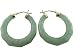 Light Green Jade Bamboo Hoop Earrings, 14K Gold