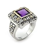 Amethyst Square 2 Tone Ring