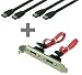 e-SATA Set - 1x Adapter intern SATA zu extern e-SATA 2-Port mit Slotblech - 2x HQ e-SATA Kabel extern mit Sicherungslasche schwarz 1,00 Meter