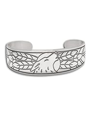 Sterling Silver Wolf Western Range and Wilderness Bracelet. Made in USA.