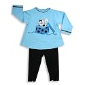 Austin and Ashley - Infant Girls Long Sleeve Pant Set, Aqua, Black