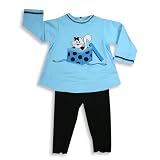 Austin and Ashley - Infant Girls Long Sleeve Pant Set, Aqua, Black (Size 24Months)