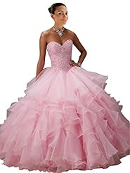 2016 Sweetheart Corset   Waistline Floor Length   Lace Organza  Ball Gown Quinceanera Dress  With Ruffles