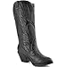 Women's Mid Calf Western Vintage Embroidered Cowboy Knee High Boot Fashion Stylish Casual