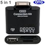 KIT DE CONEXION HOST OTG (On The Go) 5 en 1 USB + LECTOR DE TARJETAS SD, T-FLASH, RS MMC, SDHC, M2, MS DUOS, PARA TABLETS SAMSUNG