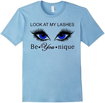 Men's Look at my Lashes Be Younique Eyelashes T-Shirt 2XL Baby Blue