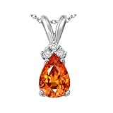 1.42 cttw Orange Sapphire and Diamond Pendant - 14kt White or Yellow Gold