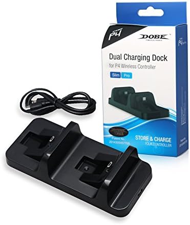 CABTE PS4 Slim Controller Charger Station Dual Charging Station Wireless PS4 Charger Dualshock Charging Dock Dual Charger PS4 Slim Charging Station for Sony PlayStation 4 Gamepad Black