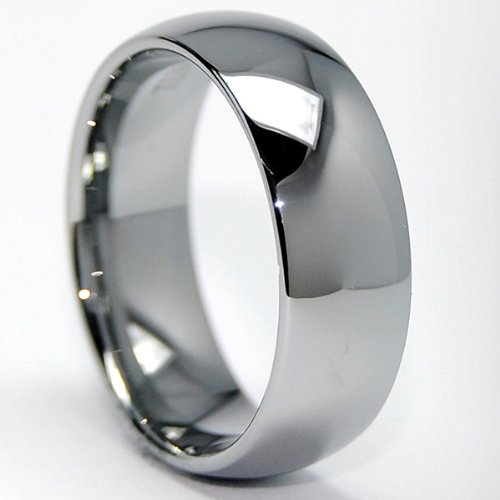 8MM Classic Dome Men's Tungsten Carbide Ring Wedding Band sizes 6 to 15